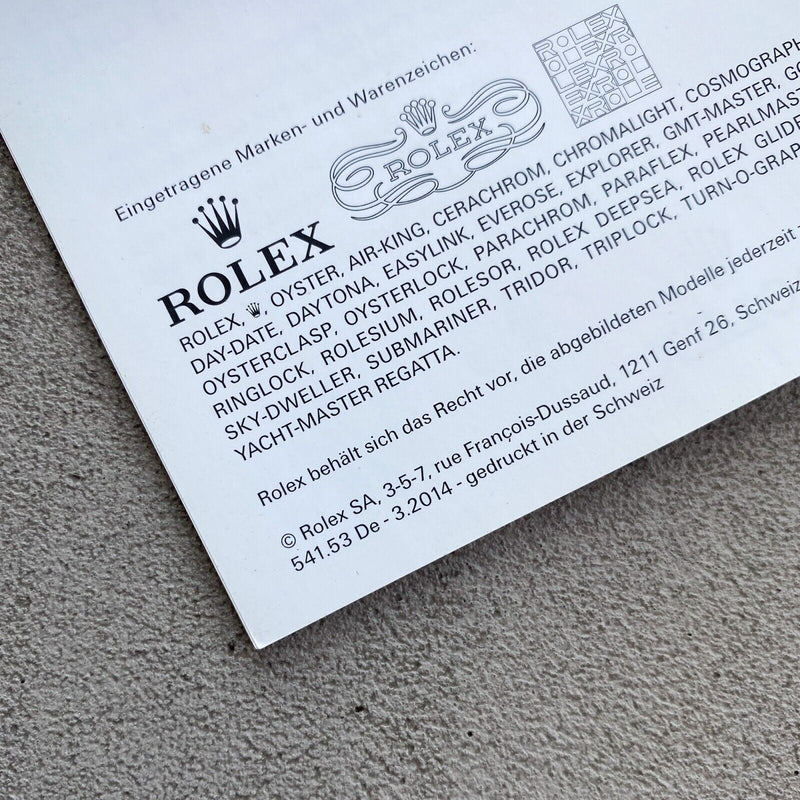 Original Rolex Green Booklet Day-Date II Manual German 3.2014