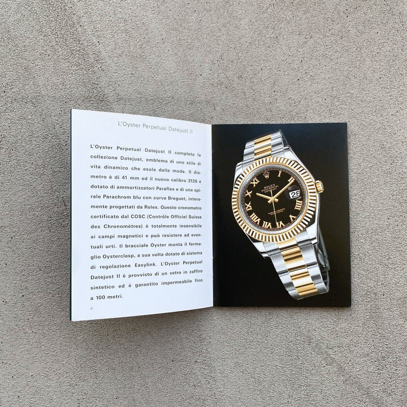 Original Rolex Green Booklet Datejust II Manual Italian 2010