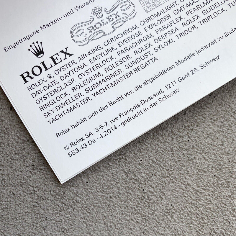 Original Rolex Green Booklet Datejust Manual German 4.2014