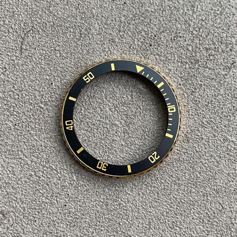 Vintage Gold Black Diver Watch Bezel Spare Replacement 36,92mm-28,68mm