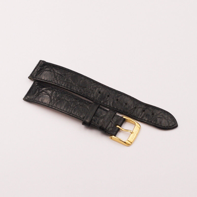 Original Tissot Black Leather Signed Gold Buckle 18mm