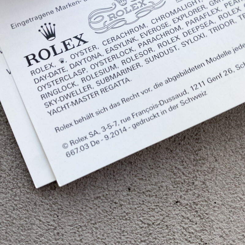 Original Rolex Green Booklet Sky-Dweller Manual German 9.2014