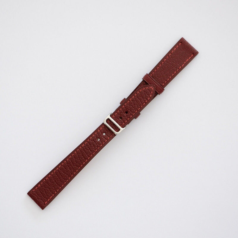 Original Hermes Burgundy Textured Leather Deployant Buckle Bracelet NEW 15mm