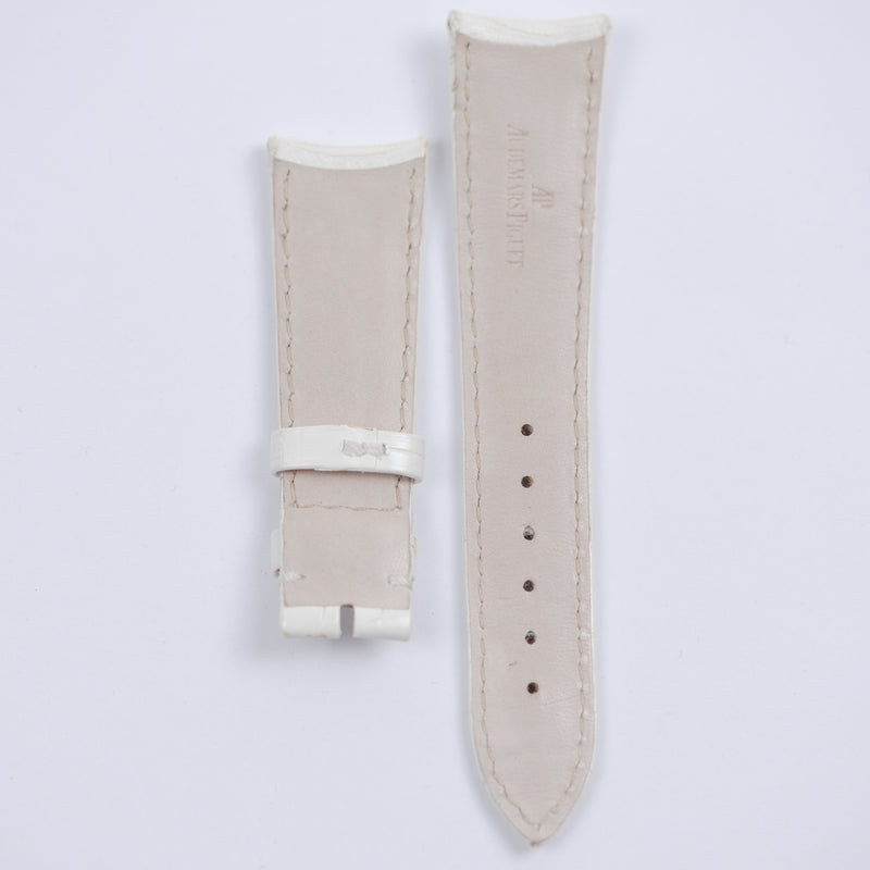 Original Audemars Piguet White Leather Curved Ends Bracelet 20 mm